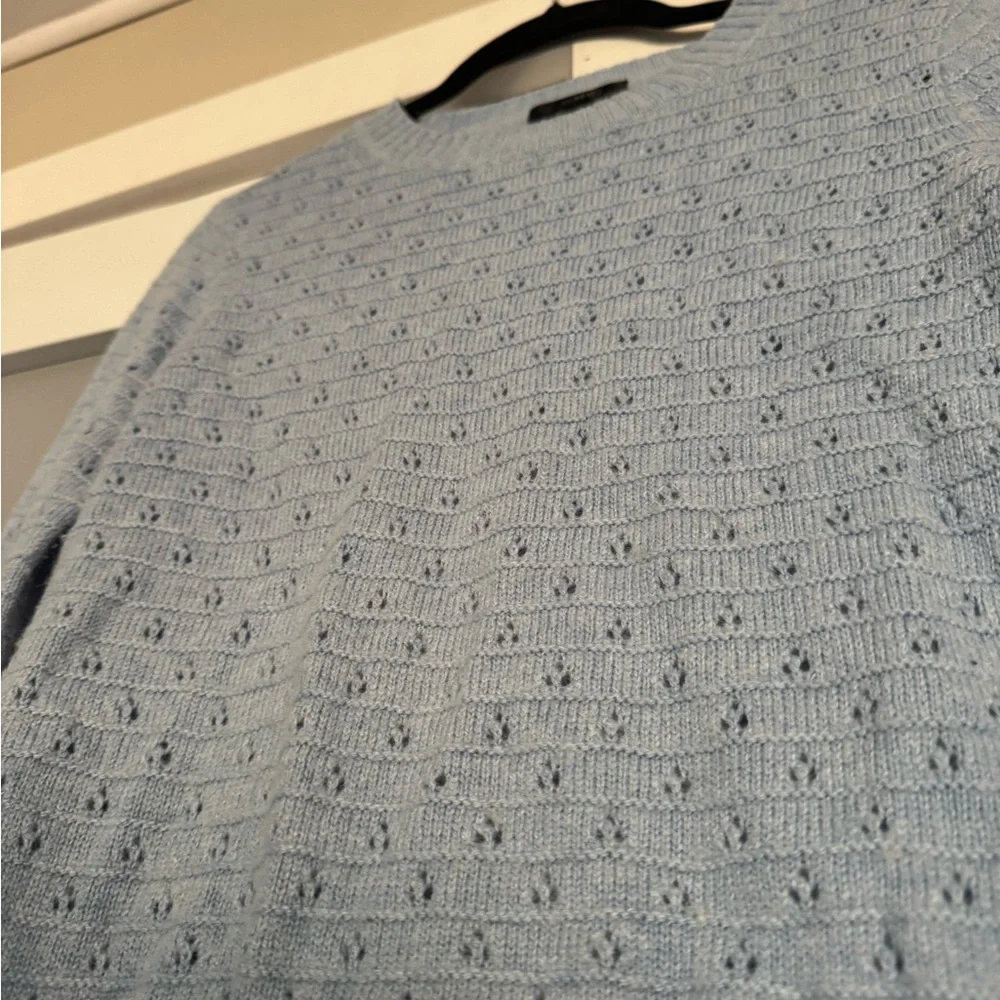 J. Crew Light Blue Textured Crew Neck Sweater - Picture 7 of 14